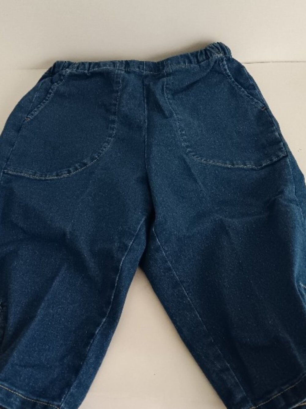 Denim & Co. Petite Indigo Flat Front Bermuda Shorts w/ Hem Detail, Sz XXSP a7241